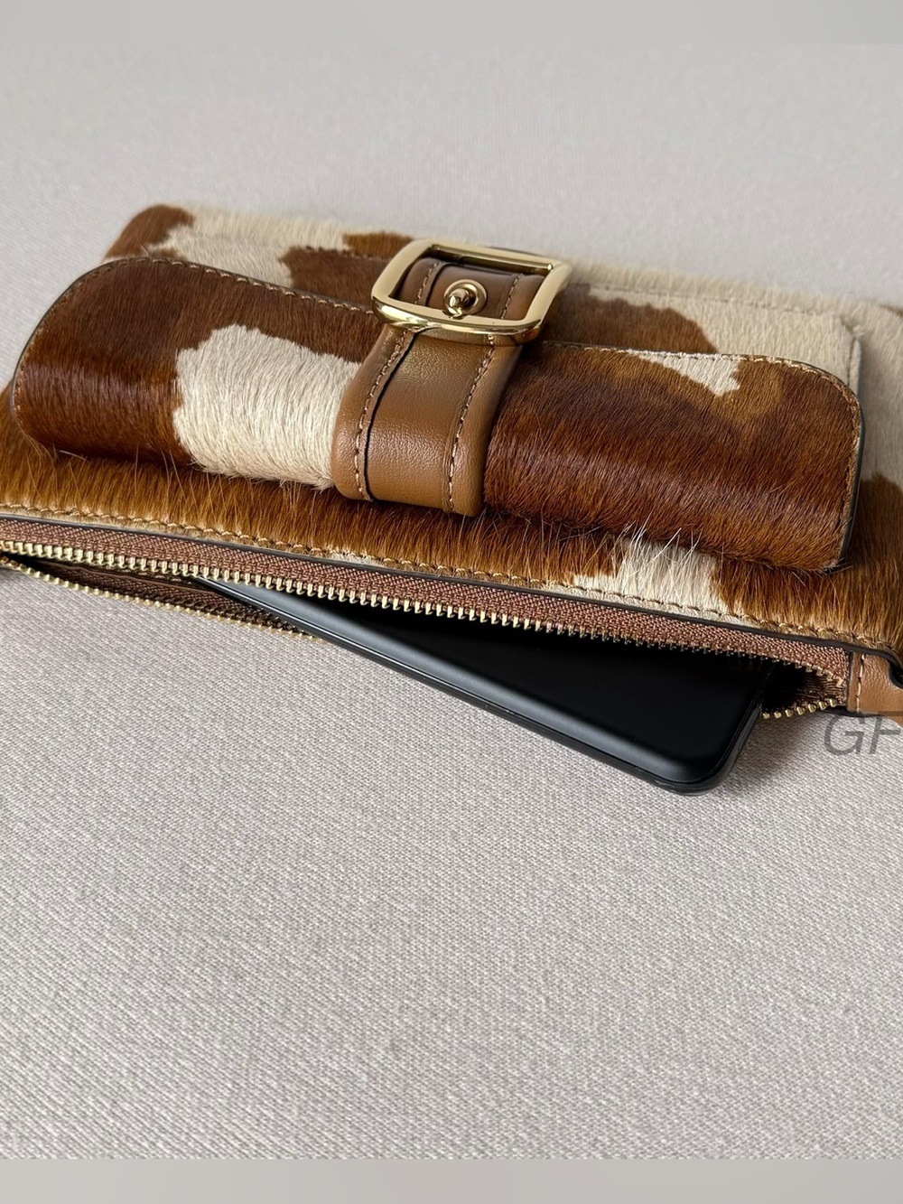 NWT Coach Ashton Haircalf Cow Print Wristlet Clutch Wallet Rare CDY07 Tan Brown - Picture 6 of 16